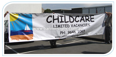7m by 1.2m vinyl banner sign for childcare centre