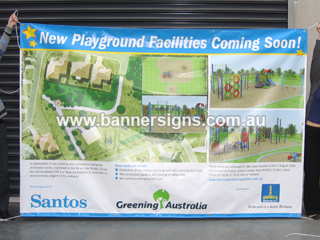 Large outdoor banners for playground facilities and beach side gardens